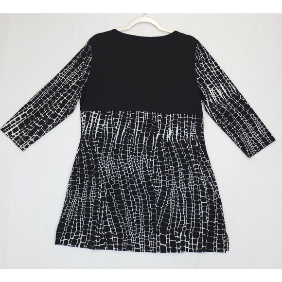 Multiples Tunic Top Ruched Side Zip Accent Women L Scoop Neck 3/4 Sleeve Black - Picture 4 of 11